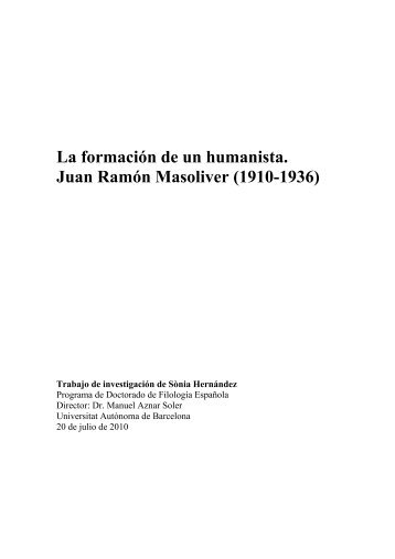 La formación de un humanista. Juan Ramón Masoliver ... - Recercat