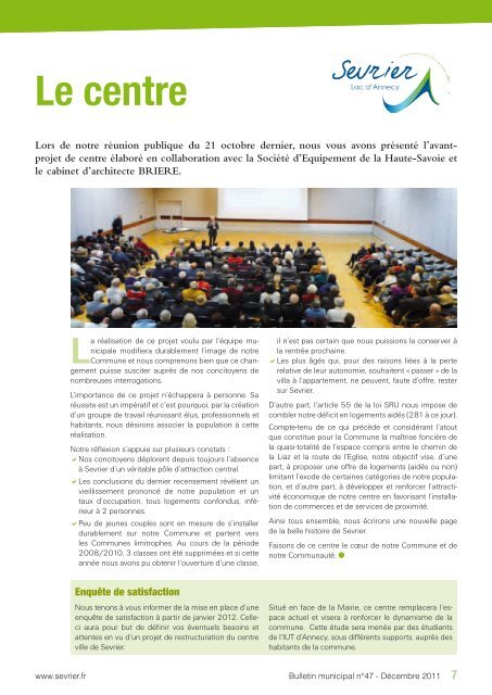 Bulletin municipal n°47 - Décembre 2011 - Sevrier