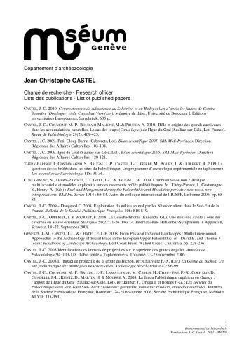 list of publications of Jean-Christophe Castel