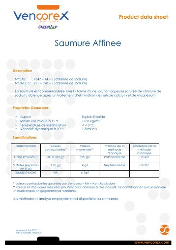 Saumure Affinee - Vencorex