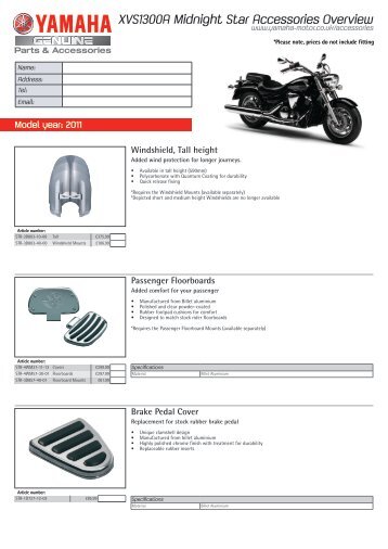 XVS1300A Midnight Star Accessories Overview - Yamaha Motor ...