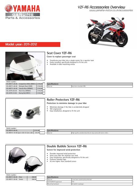 YZF-R6 Accessories Overview - Yamaha Motor Europe