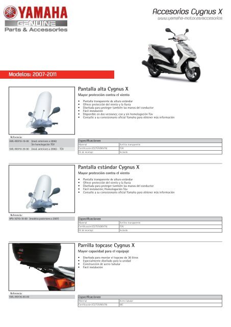 Accesorios Cygnus X - Yamaha Motor Europe