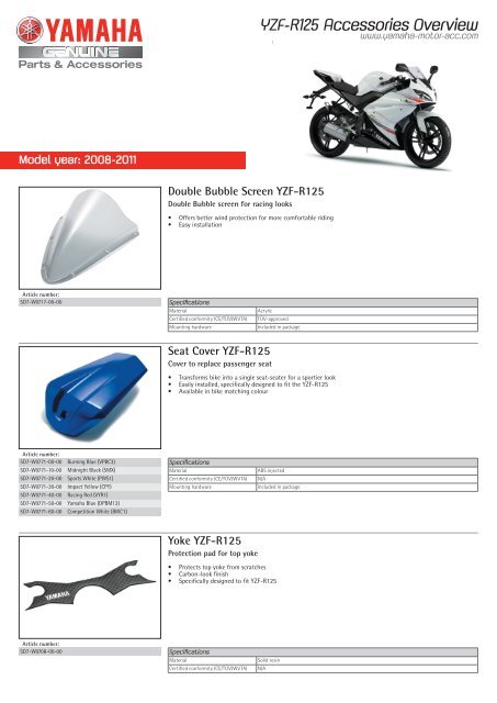 Yamaha yzf hotsell r125 performance parts