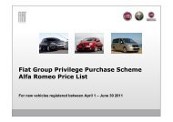 Fiat Group Privilege Purchase Scheme Alfa Romeo Price List - Virgin