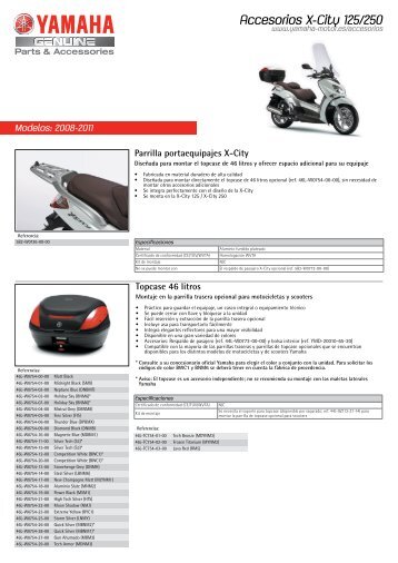 Accesorios X-City 125/250 - Yamaha Motor Europe