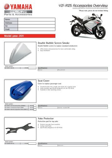 YZF-R125 Accessories Overview - Yamaha Motor Europe