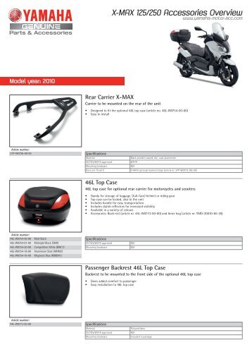 X-MAX 125/250 Accessories Overview - Yamaha Motor Europe