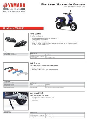 Slider Naked Accessories Overview - Yamaha Motor Europe