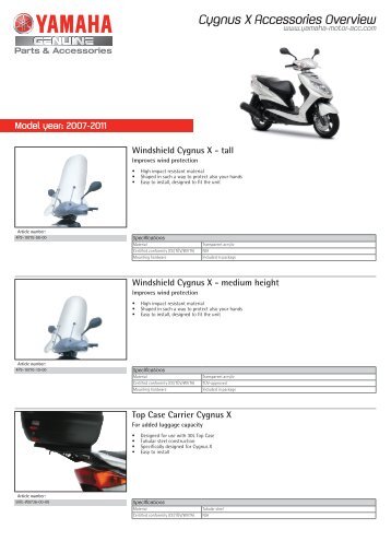 Cygnus X Accessories Overview - Yamaha Motor Europe