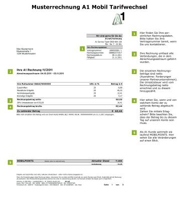 Musterrechnung A1 Mobil Tarifwechsel - A1.net