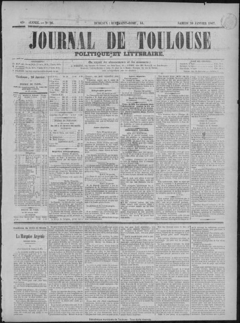 26 janvier 1867 - Bibliothèque de Toulouse