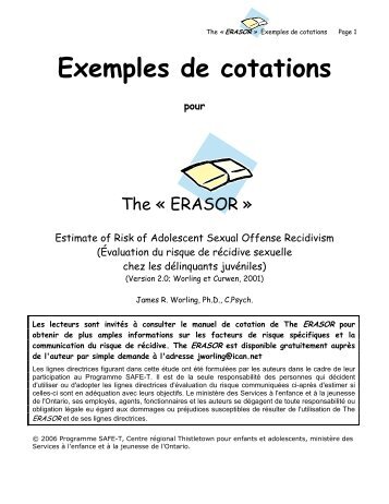 Exemples de cotations - The ERASOR