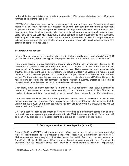 Comité des Droits de l'Homme Nations Unies Mise en œuvre du ...