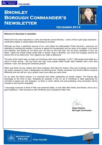 Bromley Borough Commander's Newsletter December 2012