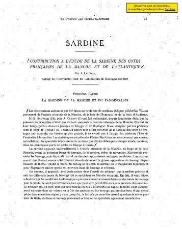 Contribution à l'étude de la sardine des côtes françaises de la ...