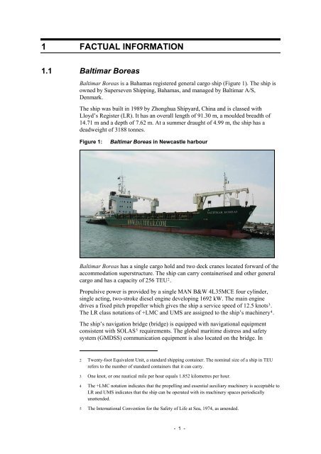 Marine Report 236, Independent investigation into the engine room ...