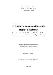 La discipline ecclésiastique dans l'Eglise adventiste - archives ...