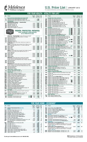 U.S. Price List - Melaleuca