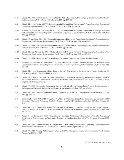 1 LIST OF PUBLICATIONS J.P. GIROUD 372 ... - CFDP