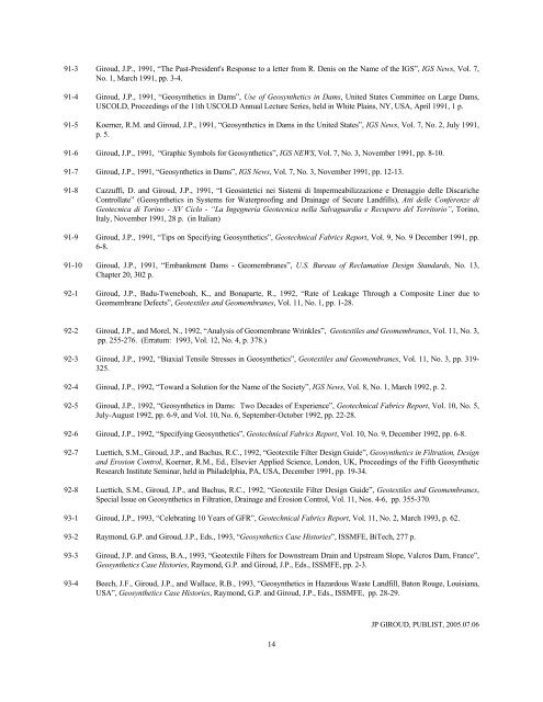 1 LIST OF PUBLICATIONS J.P. GIROUD 372 ... - CFDP