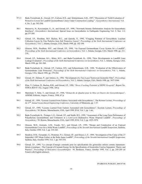 1 LIST OF PUBLICATIONS J.P. GIROUD 372 ... - CFDP