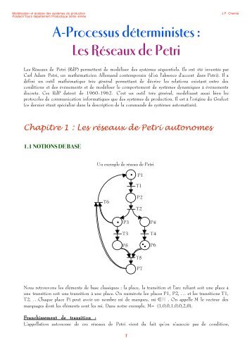 A-Processus déterministes : Les Réseaux de Petri - Site ...