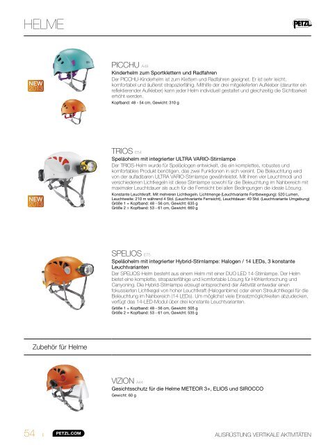 Petzl Online Katalog 2013 Klettern und Bergsteigen 