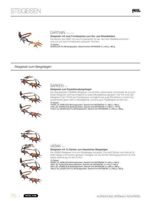 Petzl Online Katalog 2013 Klettern und Bergsteigen 