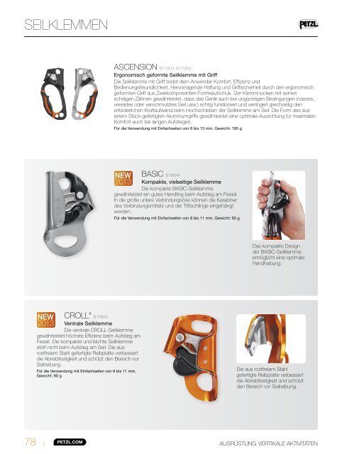 Petzl Online Katalog 2013 Klettern und Bergsteigen 