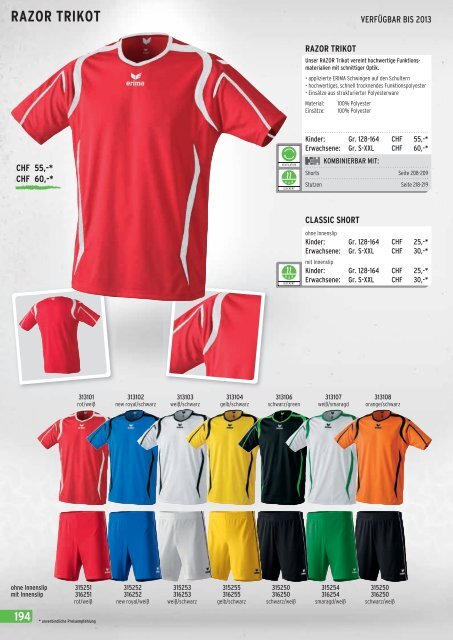 Erima Online Katalog 2013 -Sportbekleidung