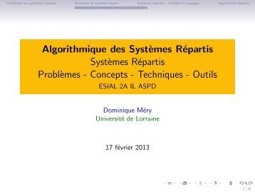 Algorithmique des Systèmes Répartis Systèmes Répartis ... - Loria