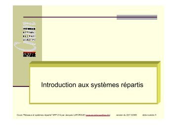 Introduction aux systèmes répartis - par Jacques LAFORGUE