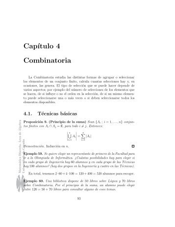 Cap´ıtulo 4 Combinatoria - QueGrande