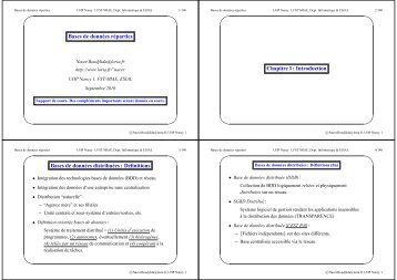 Bases de données réparties Chapitre I:Introduction Bases de ... - Loria