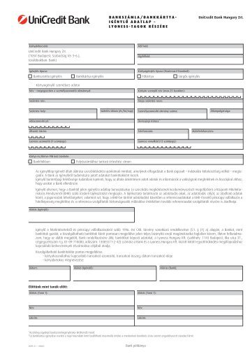 lyoness-tagok részére bankszámla/bankkártya- igénylô adatlap