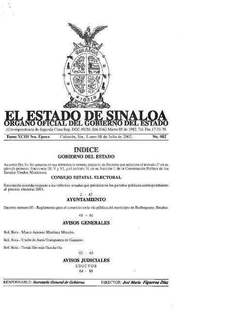 EL E~TADO DE SINALOA - Gobierno del Estado de Sinaloa