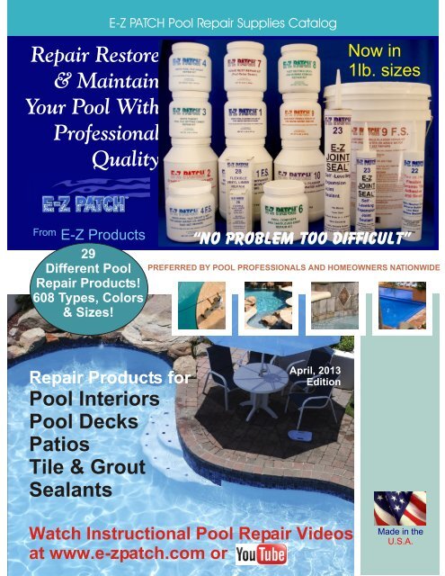 Repair Restore & Maintain Your Pool With ... - EZ Products