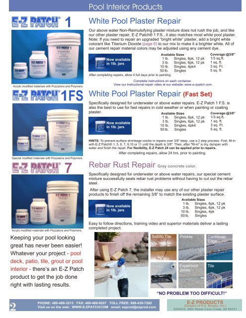 Repair Restore & Maintain Your Pool With ... - EZ Products