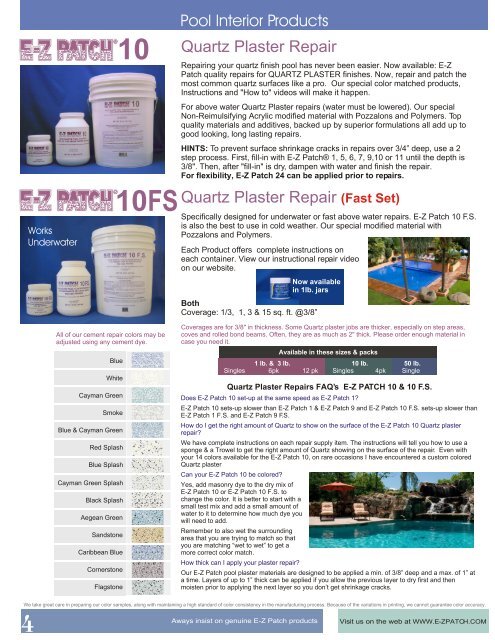 Repair Restore & Maintain Your Pool With ... - EZ Products