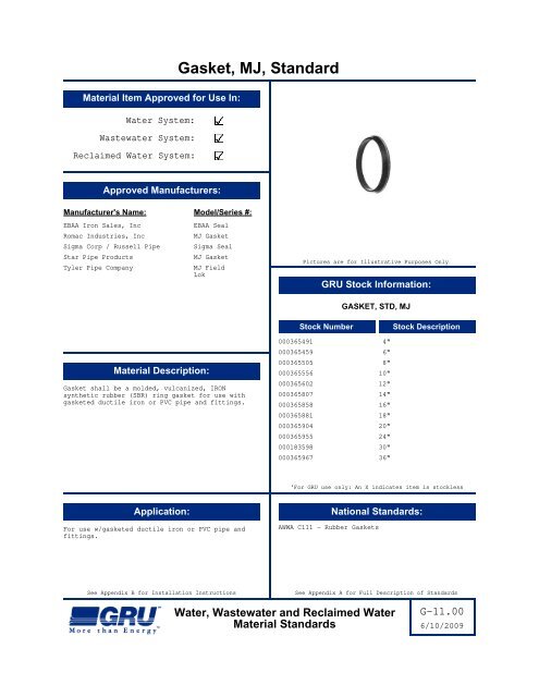 Complete Material Standards Manual - Gainesville Regional Utilities