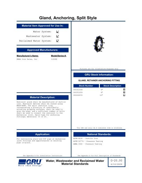 Complete Material Standards Manual - Gainesville Regional Utilities