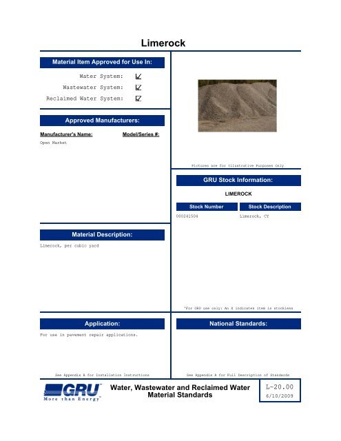 Complete Material Standards Manual - Gainesville Regional Utilities