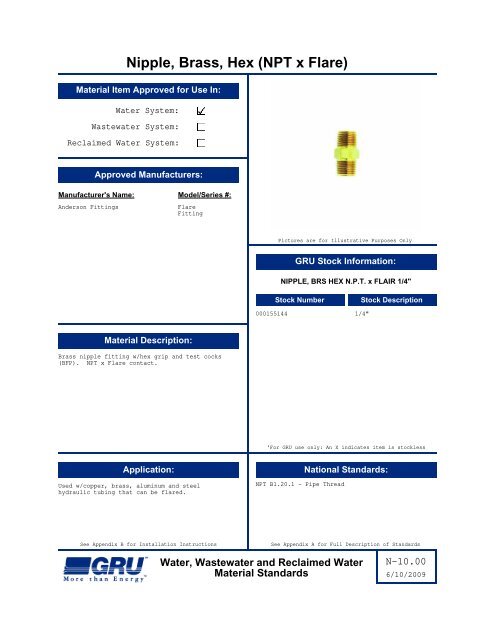 Complete Material Standards Manual - Gainesville Regional Utilities