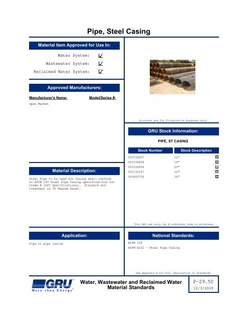 Complete Material Standards Manual - Gainesville Regional Utilities