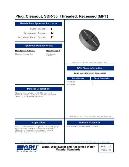 Complete Material Standards Manual - Gainesville Regional Utilities