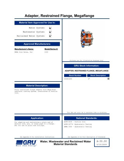 Complete Material Standards Manual - Gainesville Regional Utilities