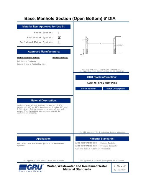 Complete Material Standards Manual - Gainesville Regional Utilities