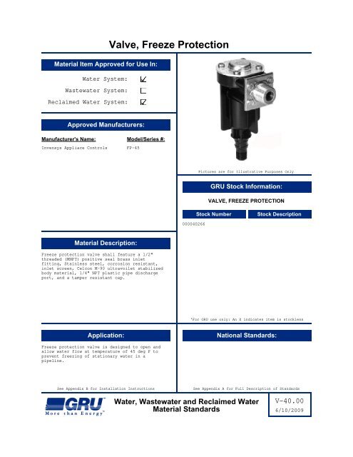 Complete Material Standards Manual - Gainesville Regional Utilities