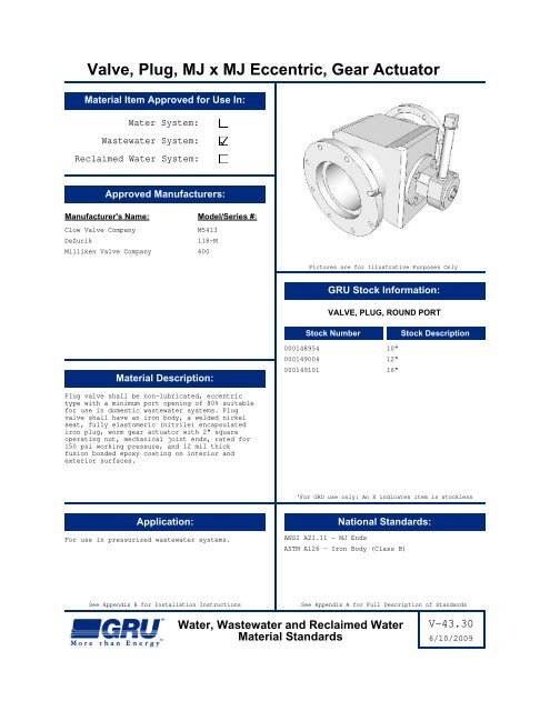 Complete Material Standards Manual - Gainesville Regional Utilities